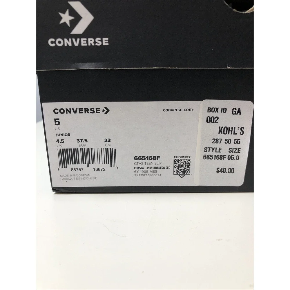 Pink Converse All Star Shoes Juniors Size 5 Coastal Silver Stars Slip On‎